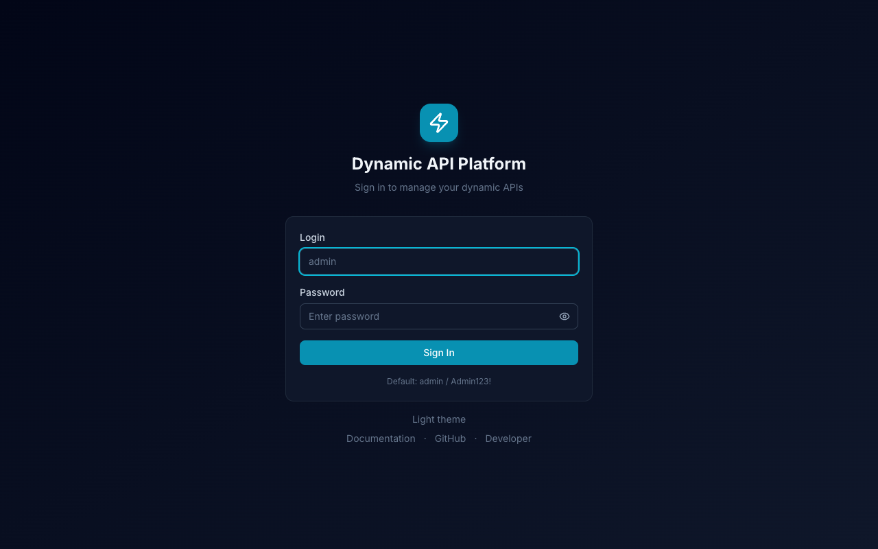 Login page